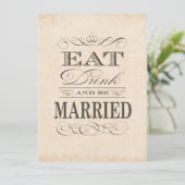 Eet, Drink en ben getrouwd  stijl bruiloft Kaart (Staand voorkant)