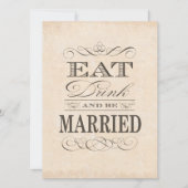 Eet, Drink en ben getrouwd  stijl bruiloft Kaart (Voorkant)