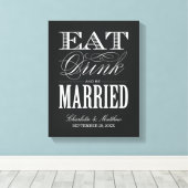 EET DRINK EN BEN GETROUWD | TROUWDOEK CANVAS AFDRUK (Insitu (Houten vloer))