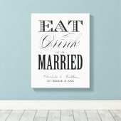 EET DRINK EN BEN GETROUWD | TROUWDOEK CANVAS AFDRUK (Insitu (Houten vloer))