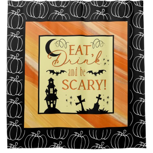 Eet Drink en ben het eng Gordijn van de Halloween (Voorkant)