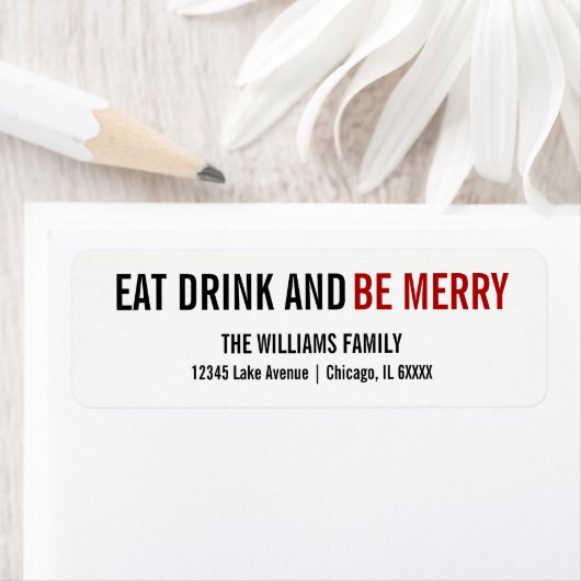 Eet Drink en ben het Merry Adres Etiket van de Vak (Insitu)