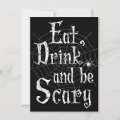 Eet, Drink en ben het Scary Halloween Party Spider Kaart (Voorkant)