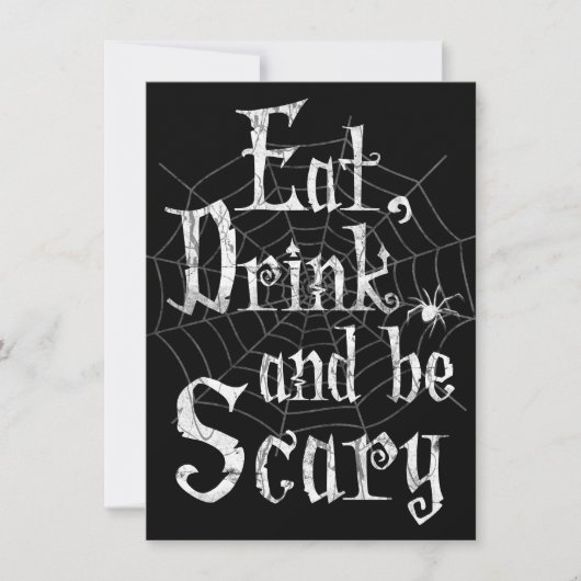 Eet, Drink en ben het Scary Halloween Party Spider Kaart (Voorkant)