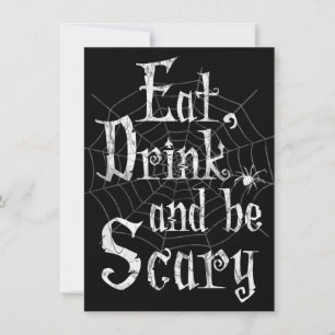 Eet, Drink en ben het Scary Halloween Party Spider Kaart