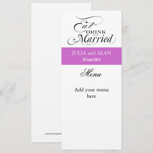 Eet, Drink en ben Lila de identiteitskaart van het Kaart (Voorkant / Achterkant)