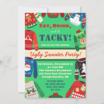 Eet, Drink en ben Tacky Ugly Sweater Holiday Party