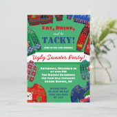 Eet, Drink en ben Tacky Ugly Sweater Holiday Party Kaart (Staand voorkant)