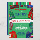 Eet, Drink en ben Tacky Ugly Sweater Holiday Party Kaart (Voorkant / Achterkant)