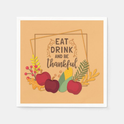 Eet Drink en ben Thankful Rustige Thanksgiving Servet (Voorkant)