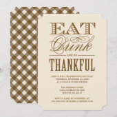 Eet Drink en ben Thankful Thanksgiving Dinner Kaart (Voorkant / Achterkant)