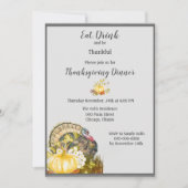 Eet Drink en ben Thankful Thanksgiving Dinner Kaart (Voorkant)