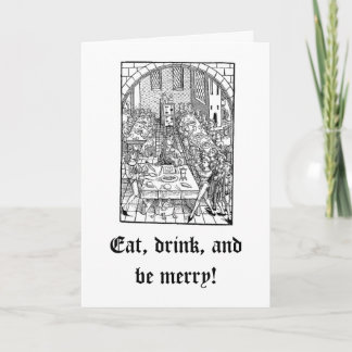 Eet, drink, en ben vrolijk! feestdagen kaart