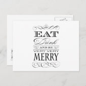 Eet Drink en ben zeer zeer Vrolijk Elegant Ontwerp Feestdagenkaart (Voorkant / Achterkant)