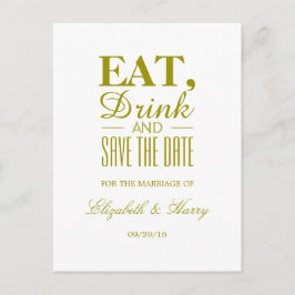 Eet, Drink en bespaar de datum waarop Gold Wedding Aankondigingskaart