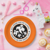 Eet, drink en bespaar gelukkige geesten papieren bordje (Feest)