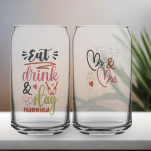 Eet, drink en blijf getrouwd Jubileum Mr en Mrs Blikvorm Glas