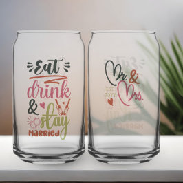 Eet Drink en blijf getrouwd meneer en mevrouw Jubi Blikvorm Glas