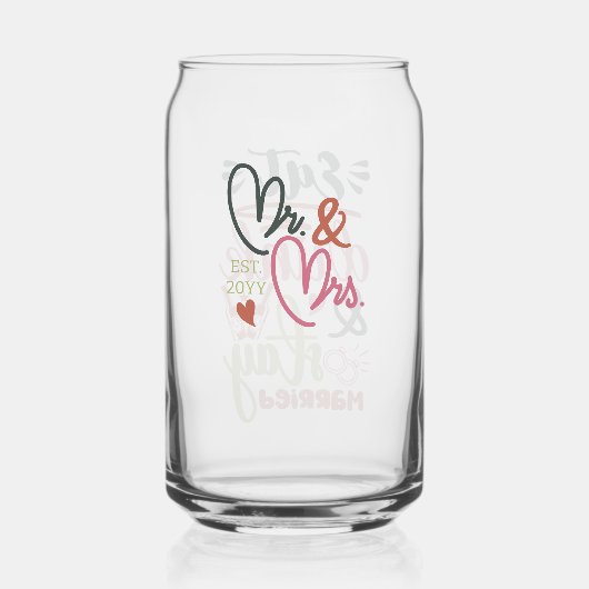 Eet Drink en blijf getrouwd meneer en mevrouw Jubi Blikvorm Glas (Achterkant)