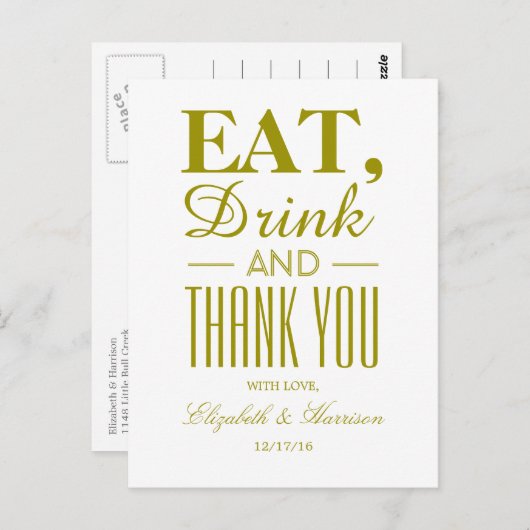 Eet, Drink en dank je Gold Briefkaart (Voorkant / Achterkant)