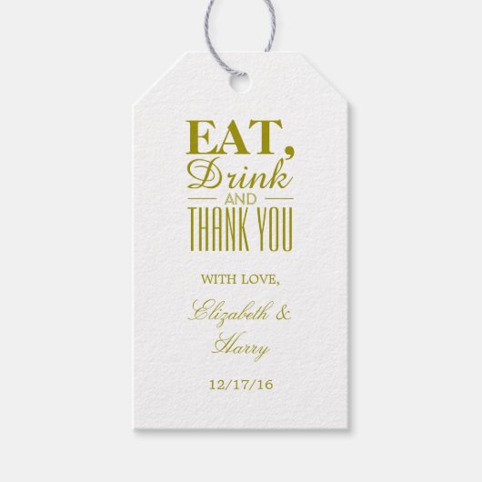 Eet, Drink en dank je Gold Cadeaulabel (Voorkant)