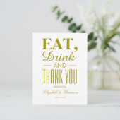 Eet, Drink en Dank U Goud Briefkaart (Staand voorkant)