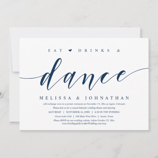 Eet, Drink en Dans, Uitnodiging Huwelijksfeest (Voorkant)