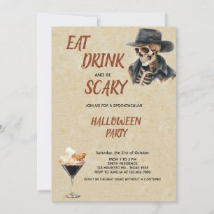 Eet Drink en eng Halloween Party Kaart