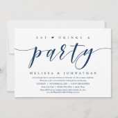 Eet, drink en feest, huwelijksvluchtdiner uitnodig kaart (Voorkant)