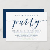 Eet, drink en feest, huwelijksvluchtdineruitnodigi kaart (Voorkant / Achterkant)