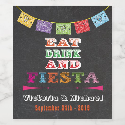 Eet Drink en Fiesta Mexicaans banner wijnlabel Wijn Etiket (Enkel label)