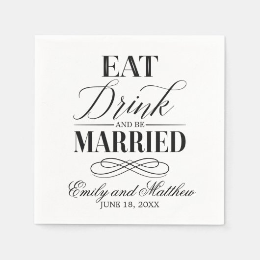 Eet Drink en ga trouwen | Bruiloft Servet (Voorkant)