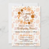 Eet Drink en geef Bedankt Floral Herfst Dinner Kaart (Voorkant)