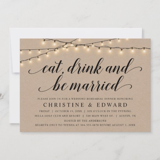 Eet, Drink en gehuwd, bruiloft, Kraft Kaart (Voorkant)