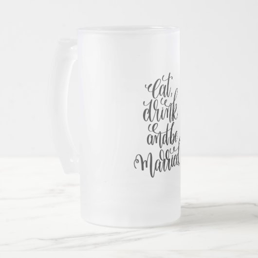 Eet Drink en gehuwd Mok van voorglas (Voorkant links)