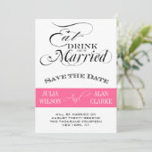 Eet, Drink en gehuwd Sla de datum roze op Save The Date (Staand voorkant)