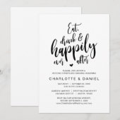 Eet, Drink en Gelukkig Ever Na, Huwelijksdiner Kaart (Voorkant / Achterkant)