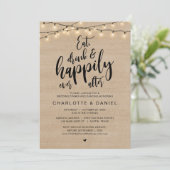 Eet, Drink en Gelukkig Ever Na, Huwelijksdiner Kaart (Staand voorkant)