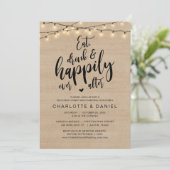 Eet, Drink en Gelukkig Ever Na, Huwelijksdiner Kaart (Staand voorkant)