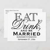 Eet, Drink en Getrouwd Aangepaste Trouwdag Uitnodiging Briefkaart (Voorkant / Achterkant)