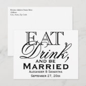 Eet, Drink, en Getrouwd Huwelijkswedding Uitnodiging Briefkaart (Voorkant / Achterkant)
