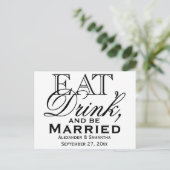 Eet, Drink, en Getrouwd Huwelijkswedding Uitnodiging Briefkaart (Staand voorkant)
