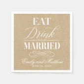 Eet Drink en getrouwd kraftpapier | Bruiloft Servetten (Voorkant)