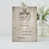 Eet drink en getrouwd zijn bruiloft RSVP kaarten (Staand voorkant)