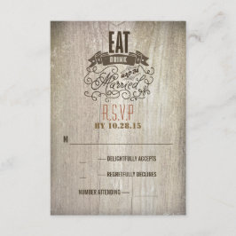 Eet drink en getrouwd zijn bruiloft RSVP kaarten Kaartje
