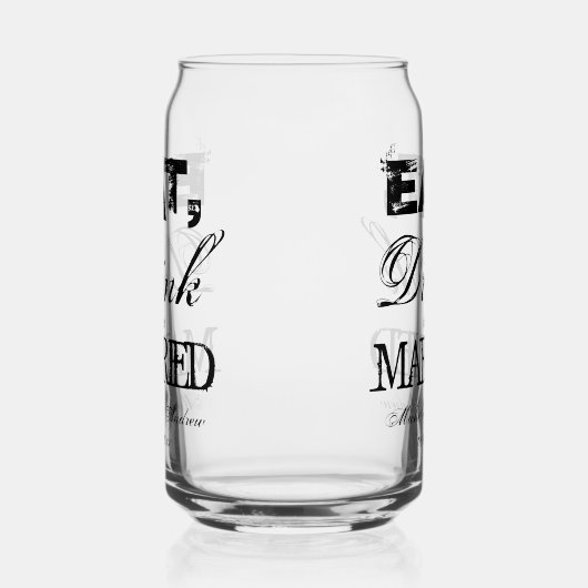 Eet drink en getrouwd zijn bruiloft soda blikjes blikvorm glas (Rechts)