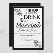 Eet, Drink en haal huwelijksuitnodiging Kaart (Voorkant / Achterkant)