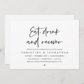 Eet, drink en herstel na de bruiloft kaart (Voorkant / Achterkant)