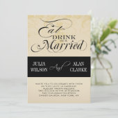 eet, Drink en huwelijkshuwelijk uitnodigen Kaart (Staand voorkant)