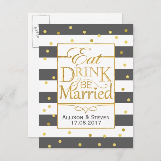 Eet, Drink en huwelijksontwerp Uitnodiging Briefkaart (Voorkant / Achterkant)